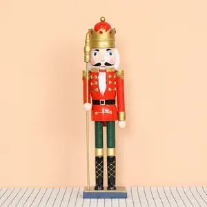 Detailed view of a 50cm traditional wooden Nutcracker soldier for Christmas decor