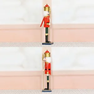 Side profile of 50cm wooden Christmas nutcracker soldier figurine home decoration