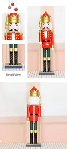 Detailed features and back view of 20-inch wooden Nutcracker king Christmas ornament