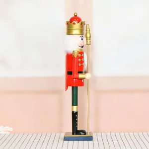 Traditional 50cm wooden Nutcracker King soldier in red uniform Christmas decor.
