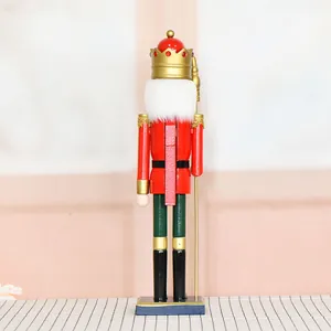 Traditional 20-inch wooden Christmas nutcracker king figure in red and gold decor