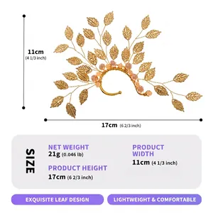 Detailed dimensions and weight info for the gold leaf elf ear cuff jewelry piece