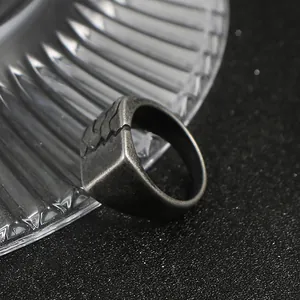 Vintage distressed titanium steel ring with unique cracked texture for men's punk style