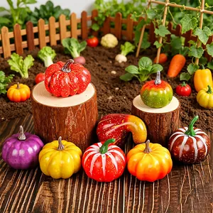 Colorful assorted foam pumpkins set for Thanksgiving and harvest festival tabletop decor