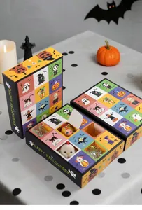 Detailed view of the Halloween poke box with colorful festive character grids