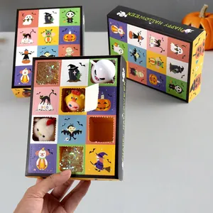 Halloween-themed poke-a-hole blind box gift packaging with cartoon characters