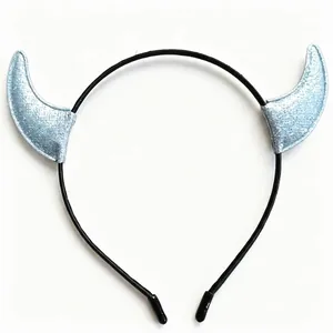 Sparkling silver glitter devil horn headband accessory for Halloween and costume parties