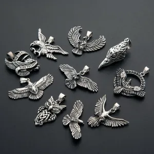 Pendentifs vintage punk en acier inoxydable avec aigle et hibou pour bijoux hommes