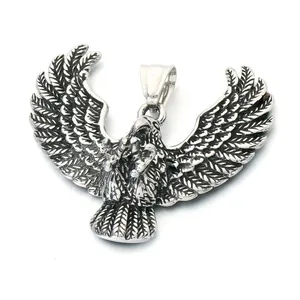 Pendentif ailes d'aigle en acier inoxydable style punk vintage pour homme vieilli
