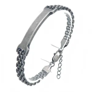 Vintage-Armband aus Titanstahl mit gebogener Platte und Netzketten-Design für Damen Herren