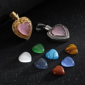 Pendentif Cœur en Acier Inoxydable Plaqué Or 18K Vintage Bijoux d'Urne de Crémation Strass Pendentif Seul Sans Chaîne