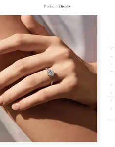 Close-up detail of 1-carat moissanite ring with six-prong setting on woman hand
