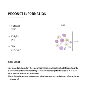 Detailed size and material specification for resin daisy flower shoe charms