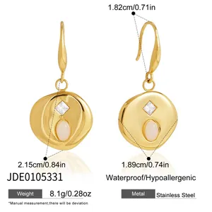 Detailed size specifications for gold plated stainless steel natural stone earrings