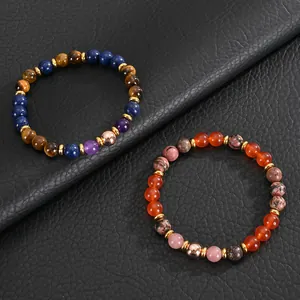 8mm natural stone beaded bracelets featuring rose quartz and agate for anxiety relief