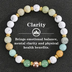 Natural stone stretch bracelet with mixed colorful beads for mental clarity and balance