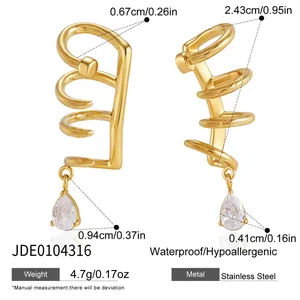 Detailed product specifications for golden multi-layer nail ear cuff with zircon drop stone