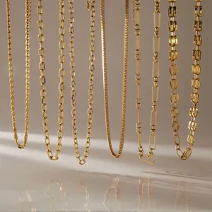 Minimalistische Edelstahl Kette Halskette Für Damen Gold Plattiert PVD Vakuum Plattierung Punk Figaro Schlangenkette Schmuck Geschenk