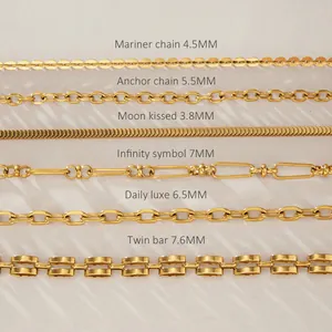 Detaillierter Vergleich verschiedener goldener Edelstahl-Kettenstile und Breiten