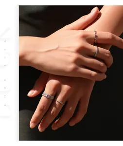 Anillo de plata S925 con moissanita rosa claro, estilo elegante a capas mujer.