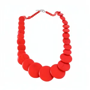 Vibrant red faux turquoise stone beaded necklace with chunky round disc pendants