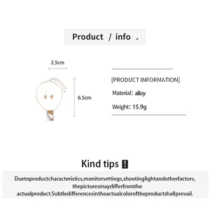 Detailed specs for metallic book pendant necklace and earring set with size and weight.