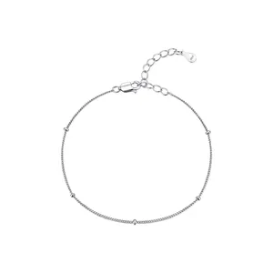 Minimalist S925 sterling silver fine bead chain bracelet for women with adjustable extender