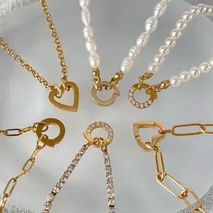 Elegante vergulde DIY sieradenkettingen met hart- en cirkelsluitingen