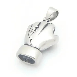 Solid stainless steel clenched fist pendant for men hip hop punk gothic jewelry