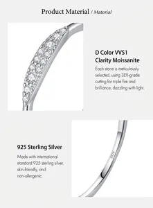 Detailaufnahme eines Rings aus 925 Sterlingsilber mit funkelnden Moissanit-Steinen.