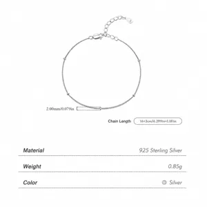 Minimalist 925 sterling silver bead chain bracelet for women for daily commute wear