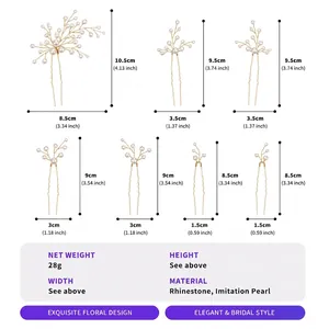 Tableau des tailles pour épingles à cheveux en perles fait main avec strass et fil