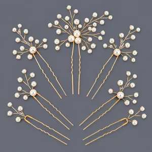 Set de 7 épingles à cheveux en perles fait main pour mariées et coiffures de soirée