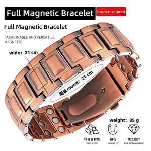 Vista dettagliata del bracciale magnetico in rame antico con parametri del materiale