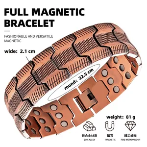 Dettaglio del bracciale magnetico in bronzo con larghezza 2,1 cm e lega di zinco