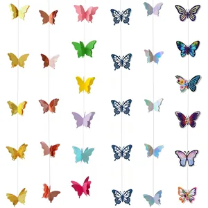 3D Layered Paper Butterfly Garland Hanging Decoration For Birthday Wedding Party Home Room Backdrop Ornament DIY Craft