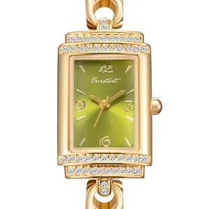Luxury Women Rectangular Quartz Watch Alloy Chain Bracelet Rhinestone Inlaid Fashion Elegant Jewelry Wristwatch For Ladies