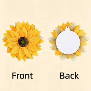 Sunflower door hanging decoration showing front and back views for home decor.