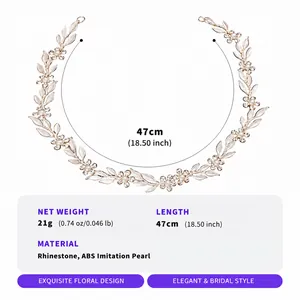 Specifiche dettagliate del cerchietto da sposa con perle e design a foglia floreale