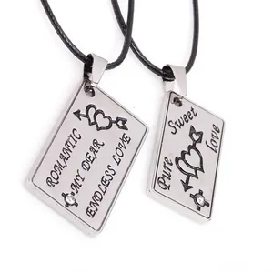 Couple alloy pendants with heart arrow engraving for Valentine's Day gift
