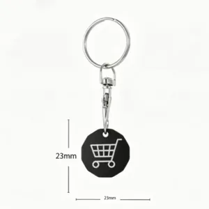 Dodecagonal stainless steel shopping cart token keychain with 23mm diameter size