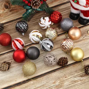 Assorted colorful Christmas tree ornament balls with various textures for festive home decor.