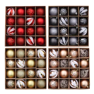 Set of 64 Christmas ornament balls with various textures for festive tree decoration