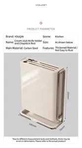 Soporte para cuchillos de cocina y organizador de cubiertos en acero al carbono crema