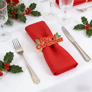 Merry Christmas Letter Napkin Rings Alloy Rhinestone Napkin Buckles For Holiday Xmas Table Decor Party Home Kitchen