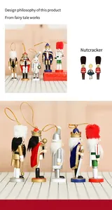 Detailed view showing the side and front of 13cm wooden Christmas nutcracker king figurines