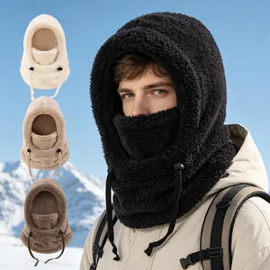 Warm fleece balaclava hood for winter cycling and outdoor windproof protection