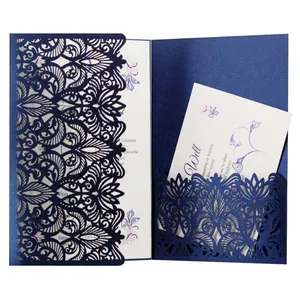 Elegant Laser Cut Floral Wedding Invitations With Envelopes Pearlescent Paper Invitation Cards Outer Shell Inner Cards For Banquet Party