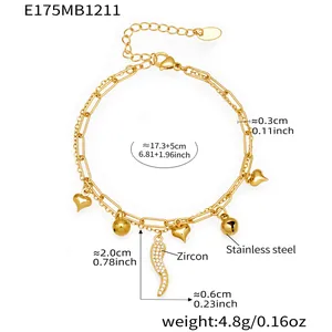 Vue détaillée du bracelet piment plaqué or 18k avec dimensions et matériaux