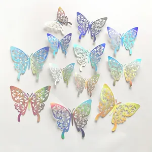 Detail showing 3D iridescent hollow butterfly stickers with delicate laser-cut patterns